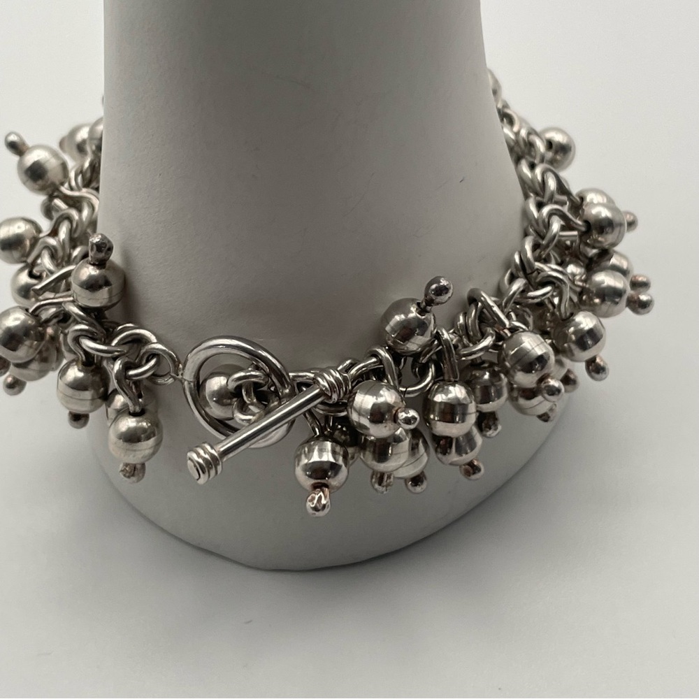 925 Silver Cha Cha Beaded Bracelet approx 73g
